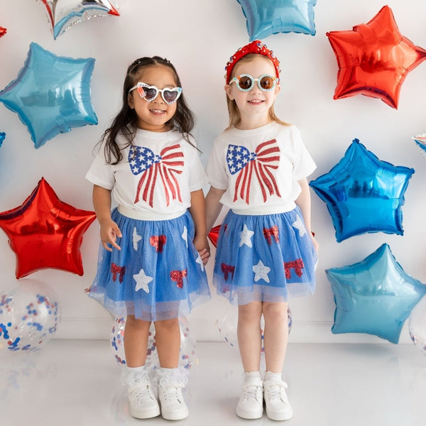Patriotic Sequin Bow Patch T-Shirt