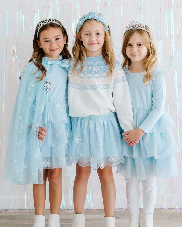 Glitter Snowflake Scalloped Tutu Skirt