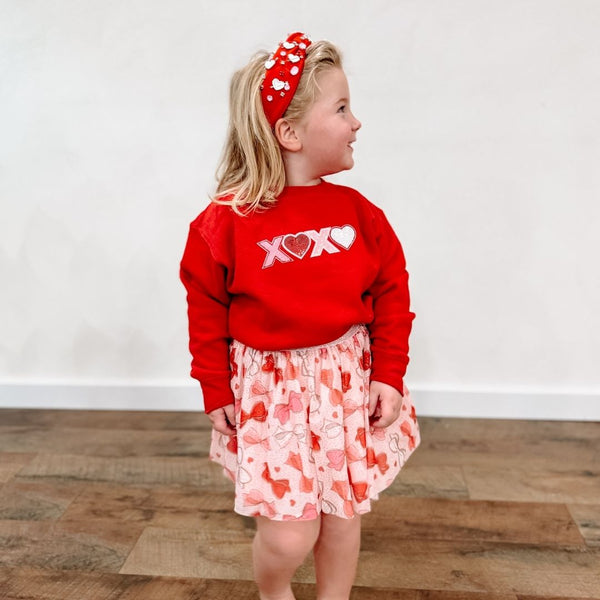XOXO Sequin Patch Valentine's Sweatshirt- Red