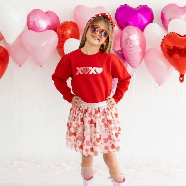 XOXO Sequin Patch Valentine's Sweatshirt- Red