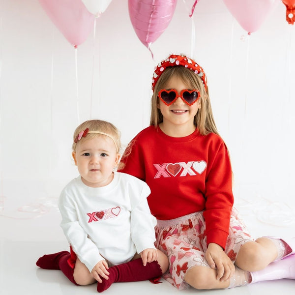 XOXO Sequin Patch Valentine's Sweatshirt- Red