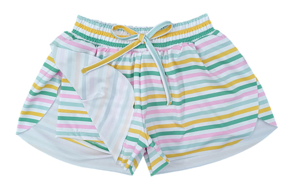 Multi Color Stipes Butterfly Shorts