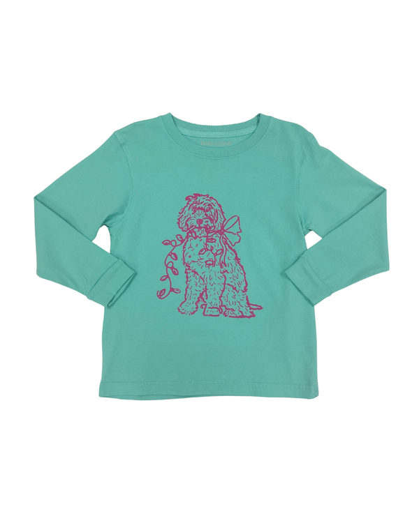Mint Christmas Doodle Dog LS T-Shirt