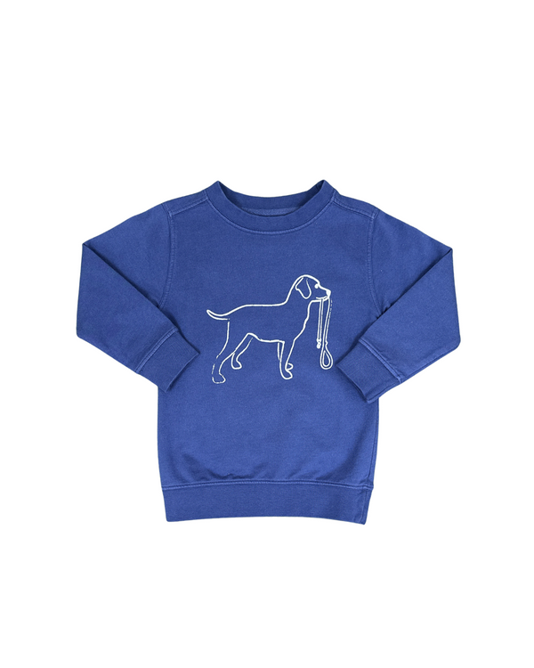 Navy Dog With Leash Sweatshirt