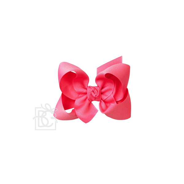 Grosgrain Bow On Clip- Neon Pink