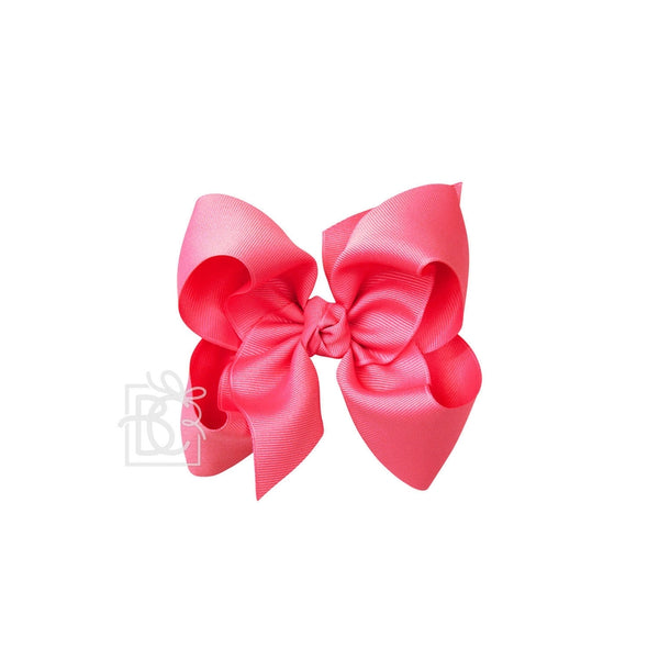 Grosgrain Bow On Clip- Neon Pink