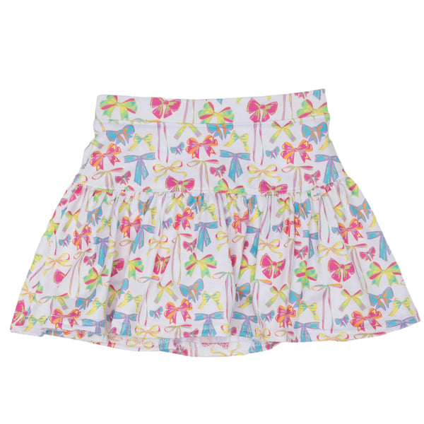 Neon Bows Gathered Skort