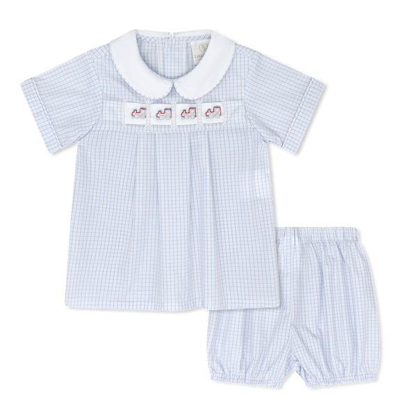 Noah Ribbon Bloomer Set- Blue Windowpane