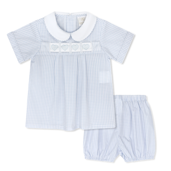 Noah Ribbon Bloomer Set- Blue Windowpane