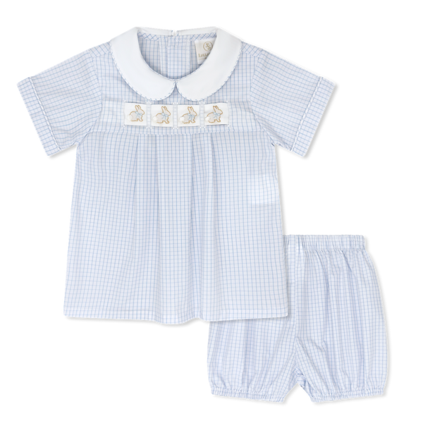 Noah Ribbon Bloomer Set- Blue Windowpane