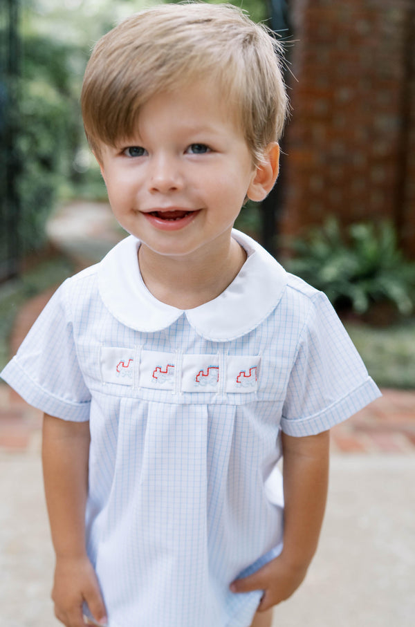 Noah Ribbon Bloomer Set- Blue Windowpane