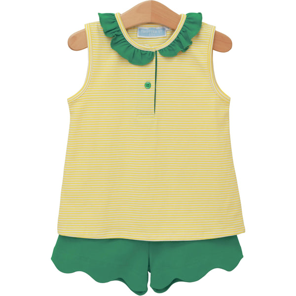 Nora Short Set- Yellow Stripe/Green