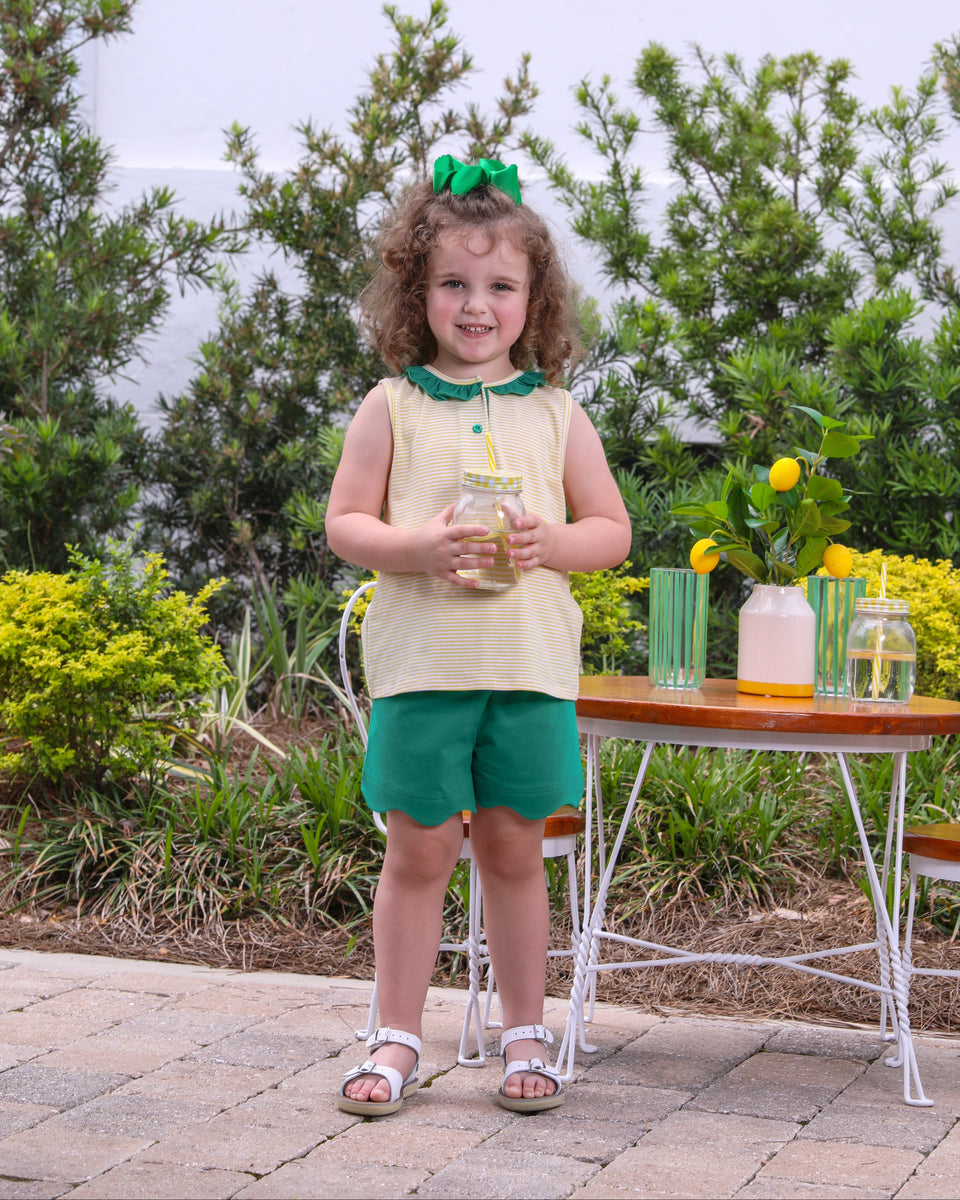 Nora Short Set- Yellow Stripe/Green – Smock Candy