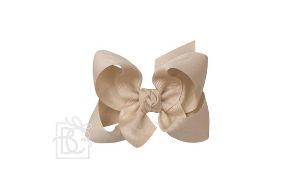 Grosgrain Bow On Clip- Oatmeal