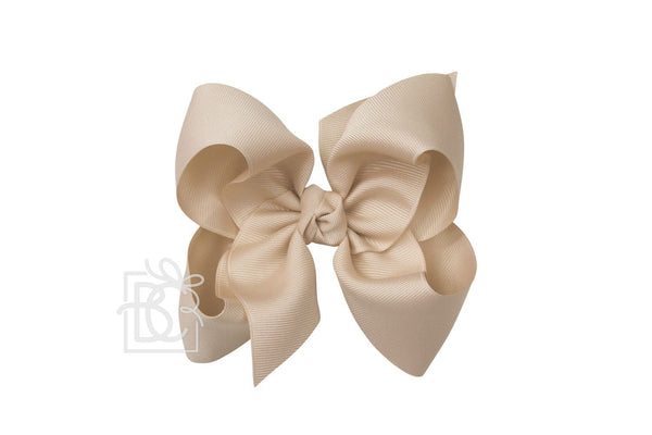 Grosgrain Bow On Clip- Oatmeal