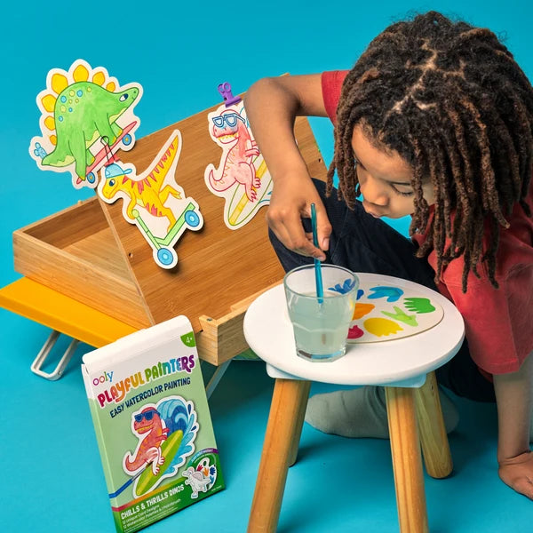 Playful Painters: Easy Watercolor Painting Kit- Chills & Thrills Dinos. (25 PC Set)