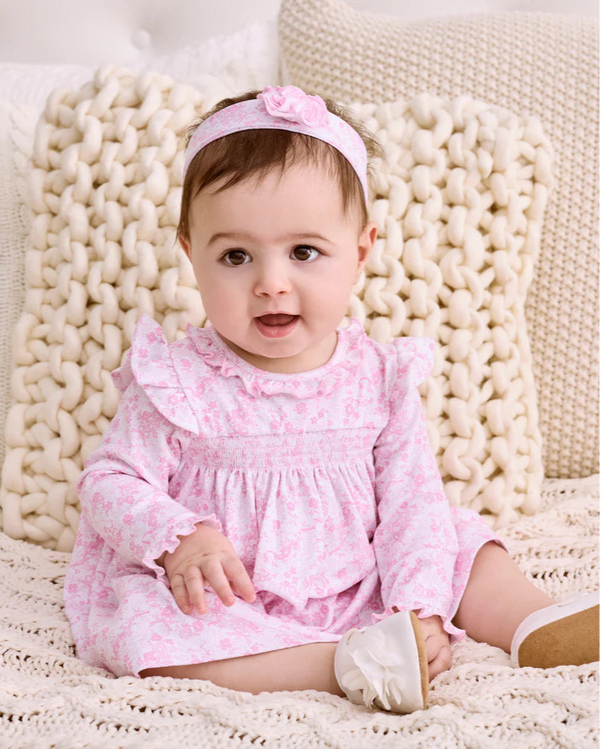 Old English Roses Pink Smocked Dress