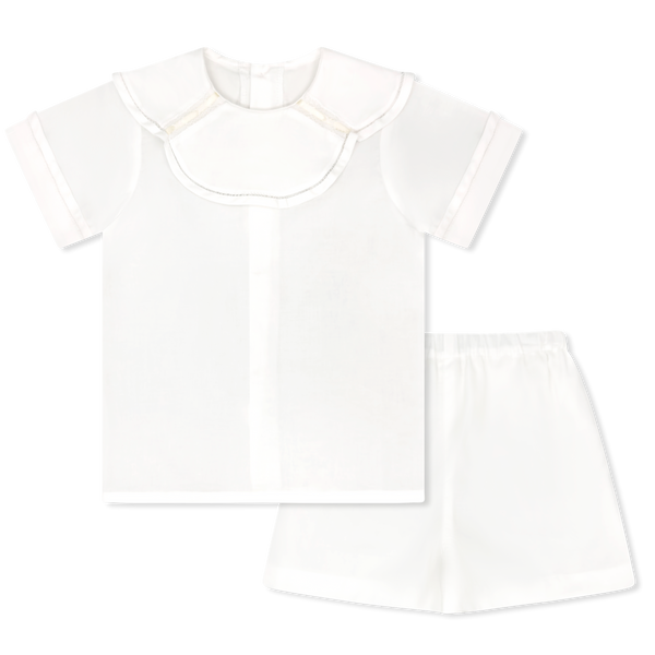 Owen Short Set- Blessings White w/ Ecru
