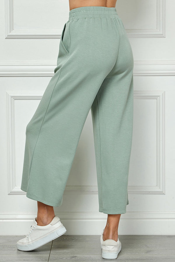 Cropped Wide Pants- Sage