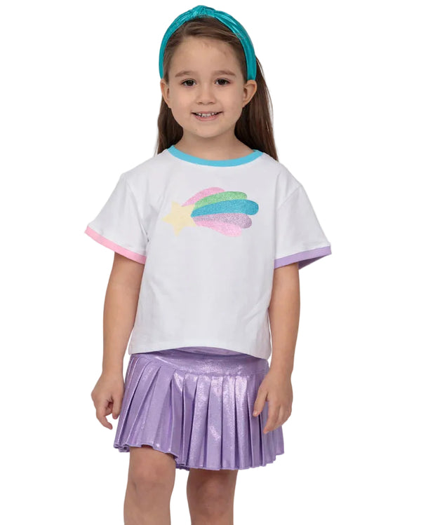 Glitter Rainbow Star Ringer Boxy T