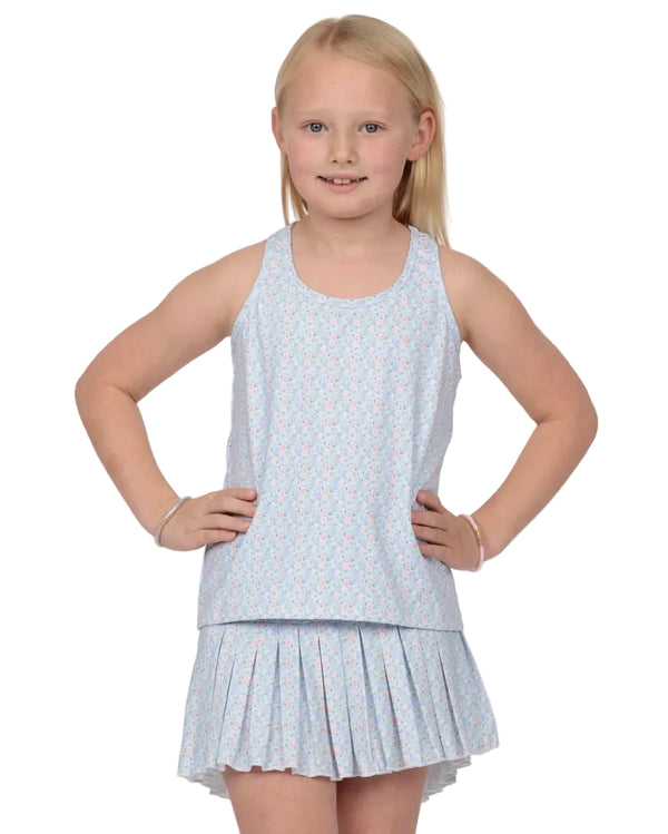 Grand Blue Flowers Mini Pleat Skort