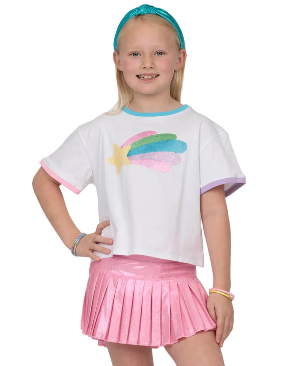 Glitter Rainbow Star Ringer Boxy T
