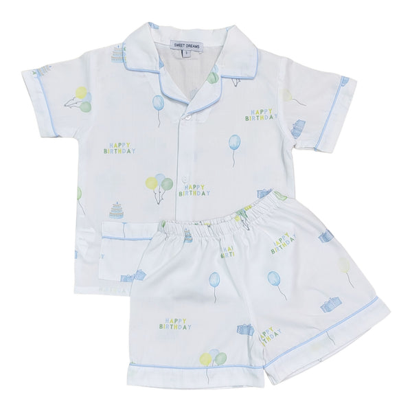 Happy Birthday Short PJ Set- Blue