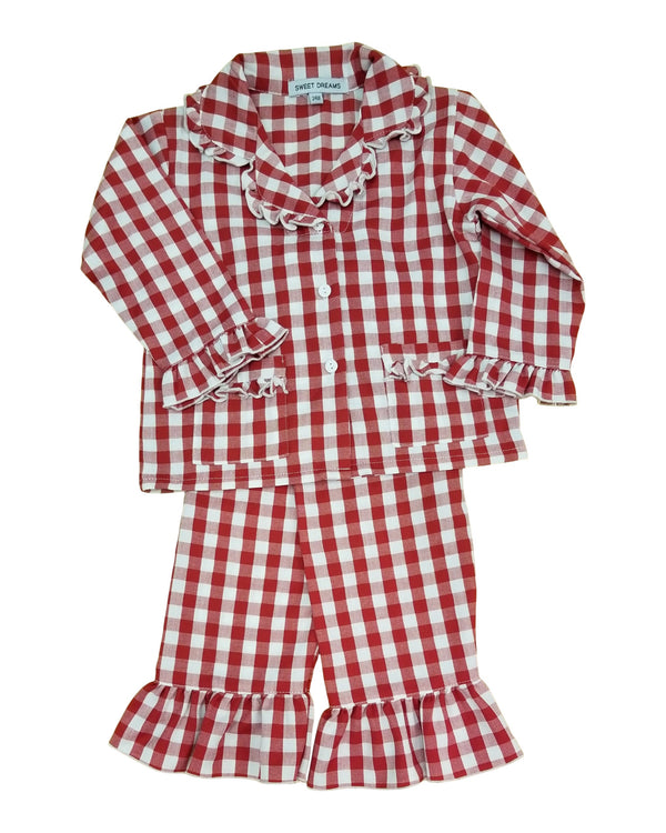 Red Gingham Ruffle Pajamas