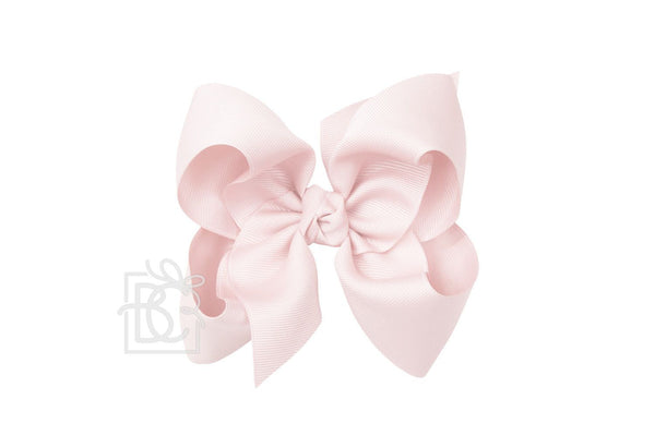 Grosgrain Bow On Clip- Powder Pink