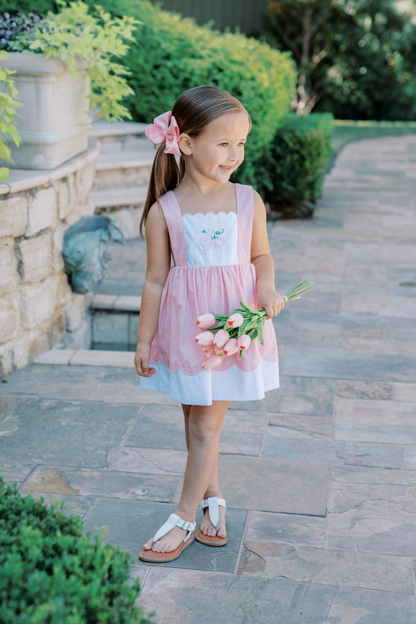 Paulette Pink Bow Pinafore dress