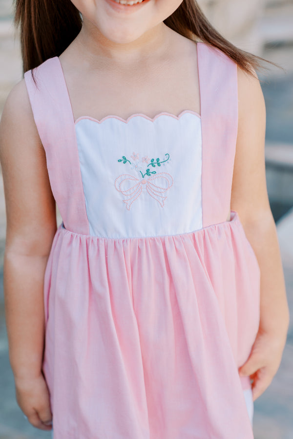 Paulette Pink Bow Pinafore dress