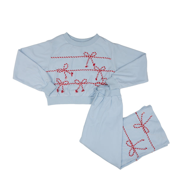 Twist Bow Cord Sweatpants Set