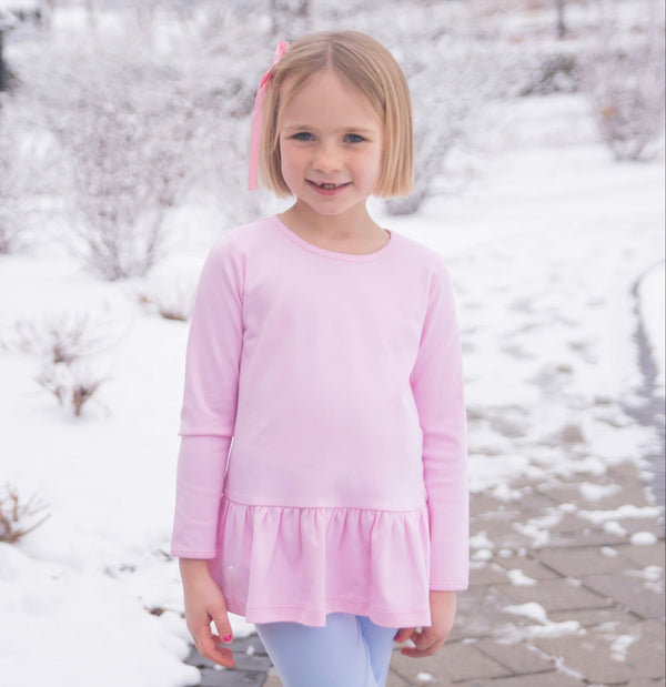 Peggie Peplum Knit Top- Light Pink