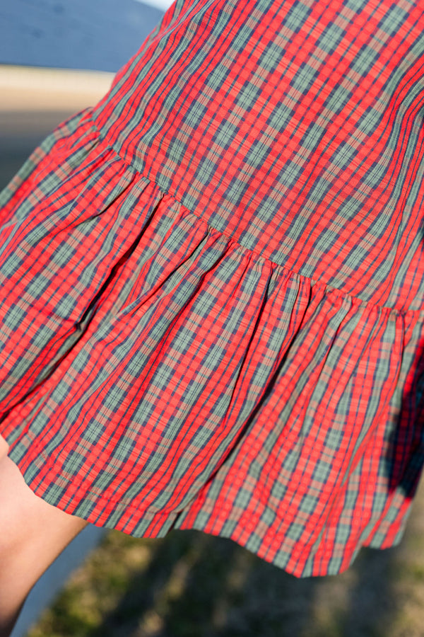 Penelope Dress- Red Christmas Plaid