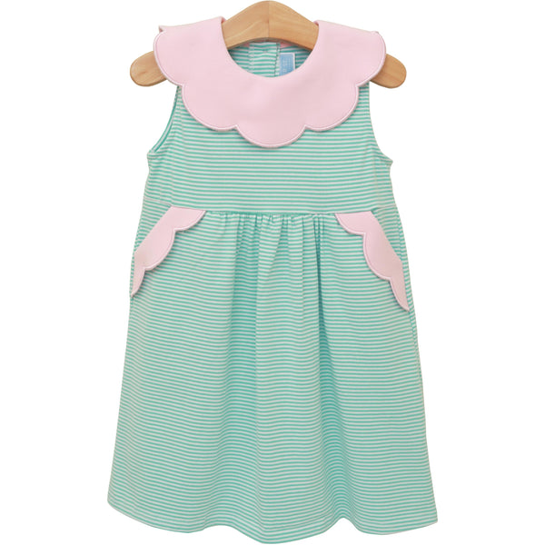 Penelope Dress- Mint Stripe/Light Pink