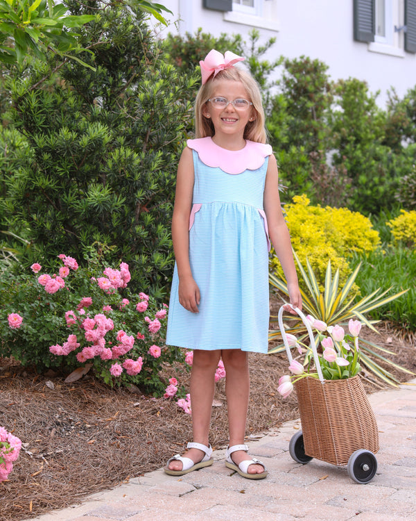 Penelope Dress- Mint Stripe/Light Pink