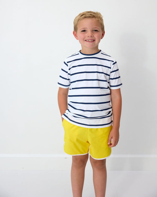 Yellow Retro Super Shorts W/ White Piping