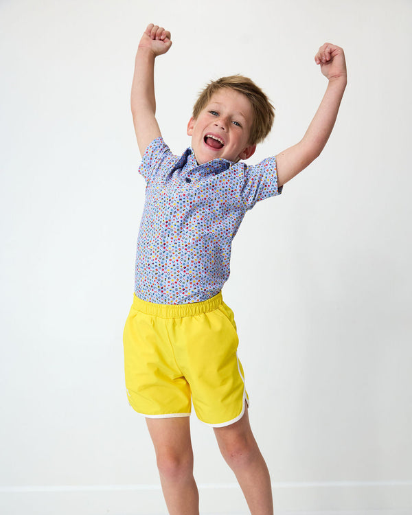Yellow Retro Super Shorts W/ White Piping