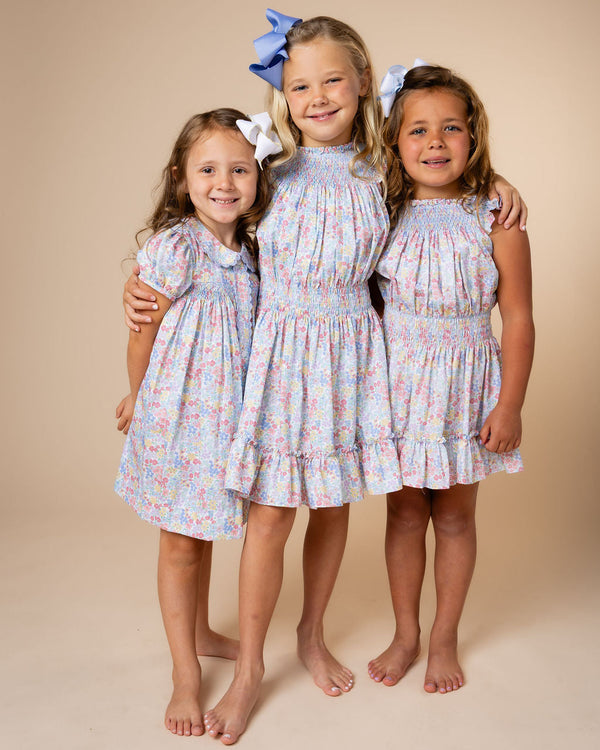 Smocked Placket S/S Dress- Churchill Floral