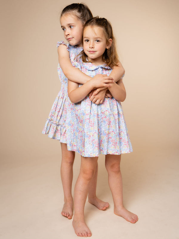 Smocked Placket S/S Dress- Churchill Floral