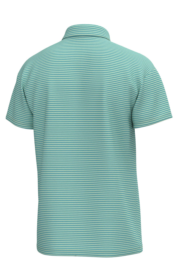 Youth Morgan Stripe Performance Polo- Coastal Water Spring Green