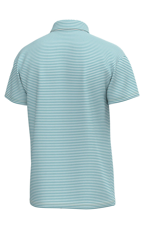 Youth Morgan Stripe Performance Polo- Coastal Water White