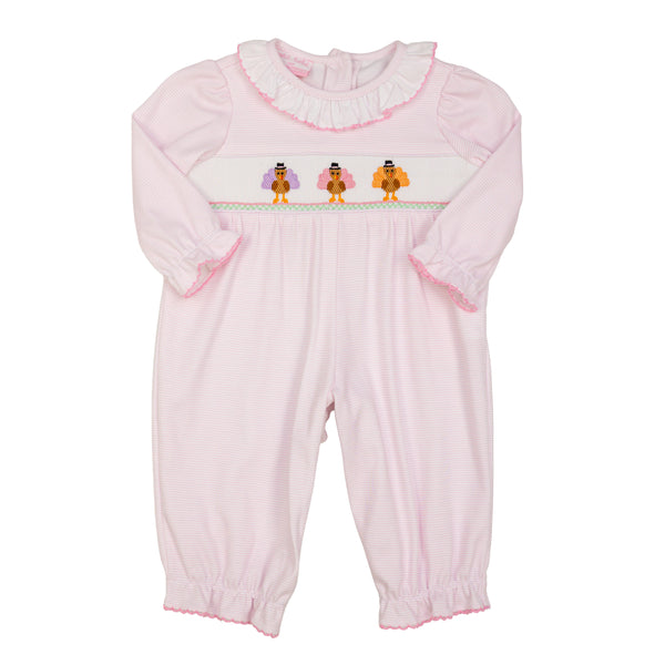 Turkey Knit Romper- Pink Stripe