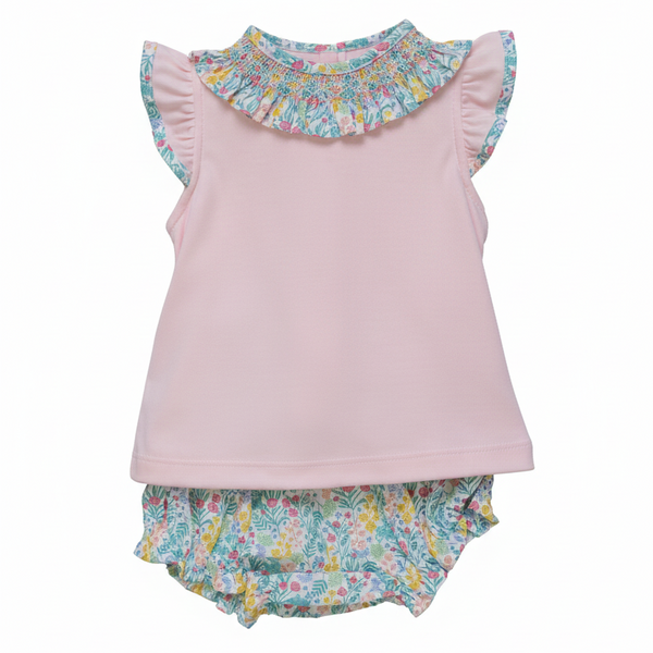 Aqua & Pink Floral Diaper Set