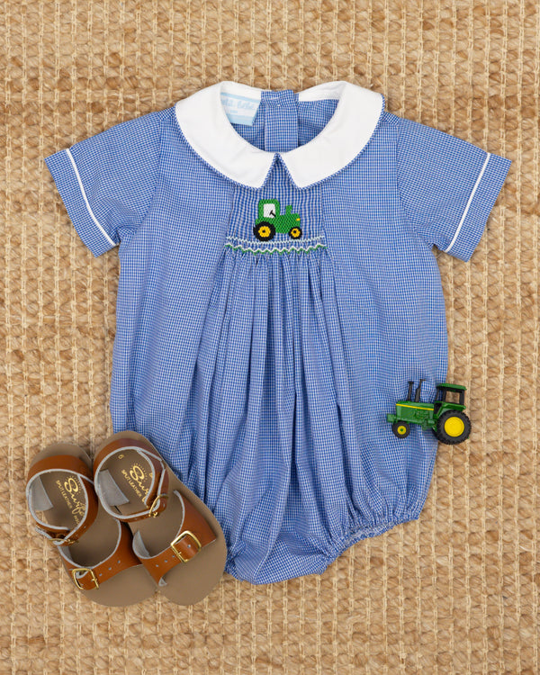Tractor Bubble- Royal Blue Microcheck