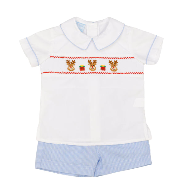 Reindeer Short Set- Blue Microcheck