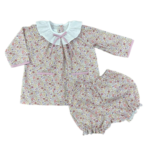 Pink Fall Floral Bloomer Set