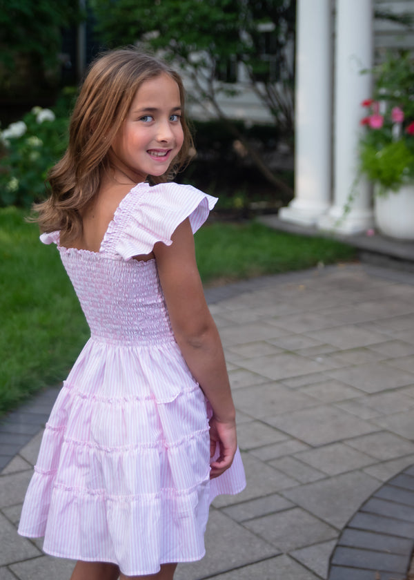 Charlotte Dress Pink Stripe