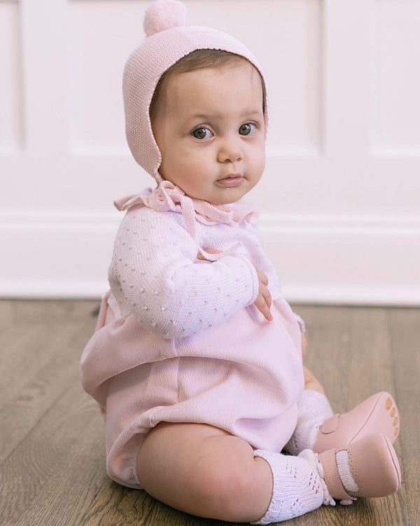 Collar Dot Corduroy Bubble- Pink