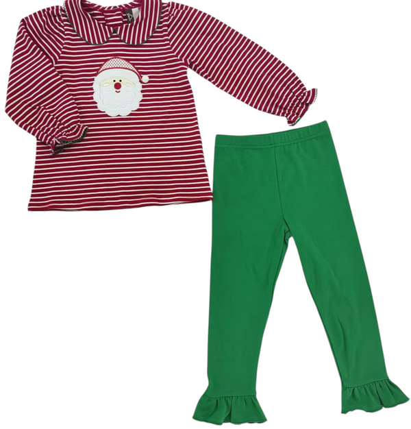Santa Applique Ruffle Pant Set
